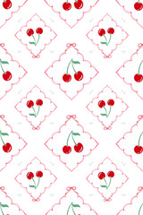 Cherry pattern background. Cute seamless pattern design element for sale banner, poster, wallpaper, textile and gift wrapping paper.