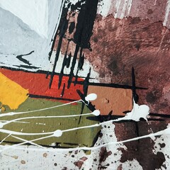 Geometric Abstract Painting with Earthy Tones and Expressive Textures