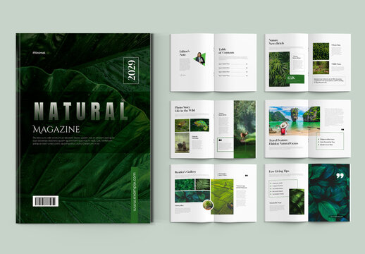 Clean Natural Green Magazine Template