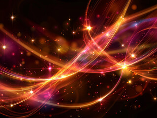 Dynamic Abstract Swirls with Vibrant Stars and Colorful Light Trails