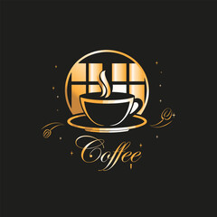 Minimalist Coffee Logo Vector Set with Chef Hat and Steaming Cups