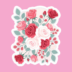 red flowers wedding invitation card vector illustration