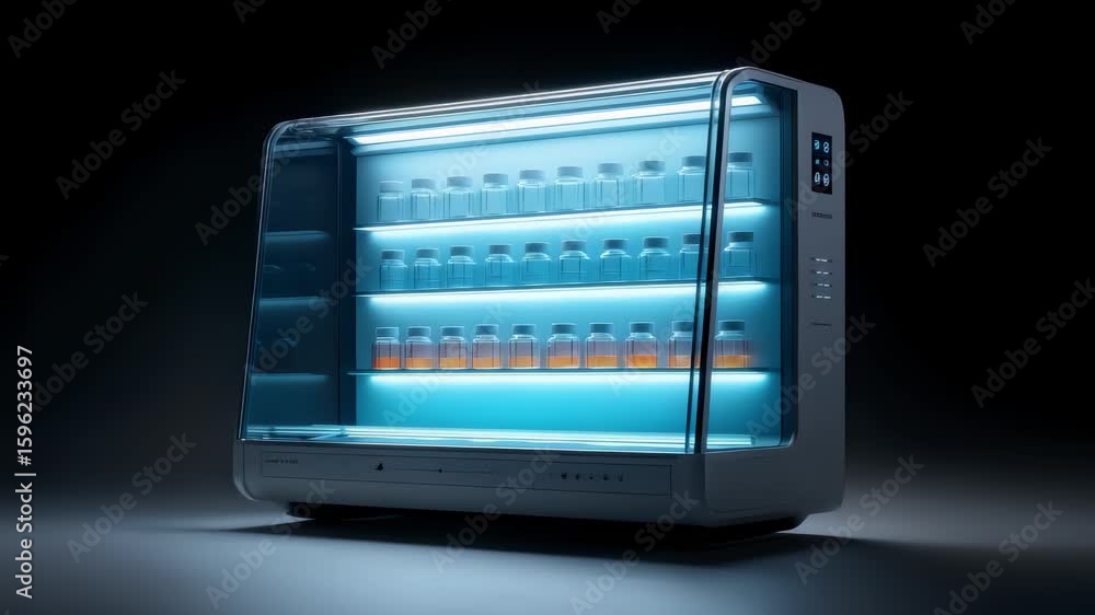 Poster futuristic bioreagent smart storage display system