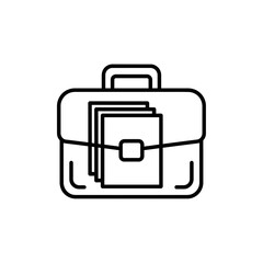 Fototapeta premium Business briefcase icon with documents in a minimalistic style 