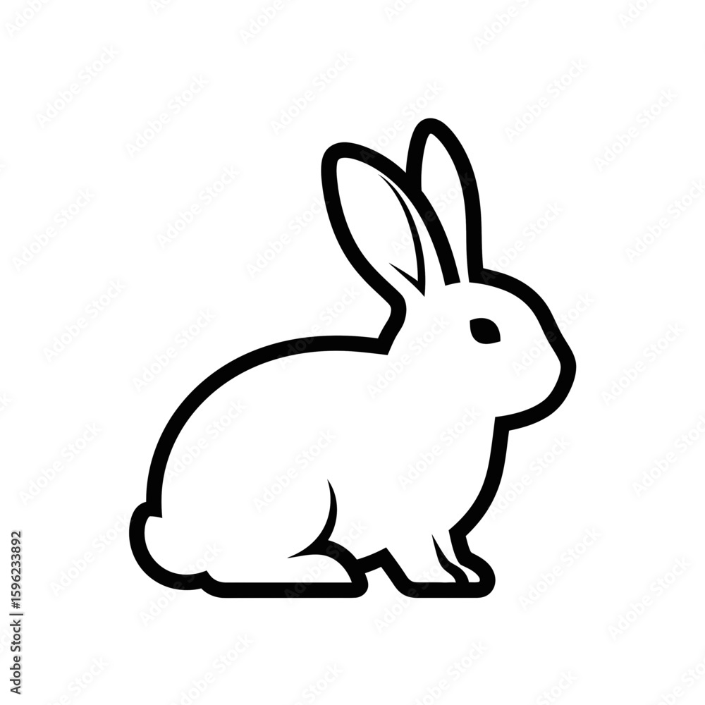 Poster Rabbit Vector Icon in Minimalist Style  