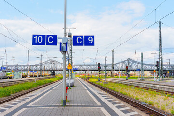 Darmstadt, Germany - June 16, 2025: Train Platform Overview at Darmstadt Station in Germany