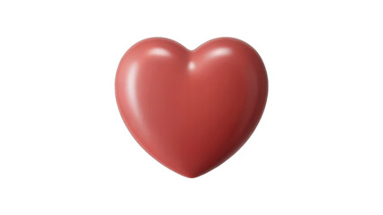 Obraz premium Heart shaped object with smooth surface. Red 3d rendering of a metallic shiny heart isolated on white or transparent background.