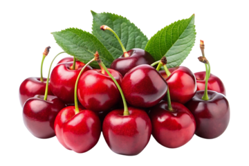 red cherries image isolated on a transparent