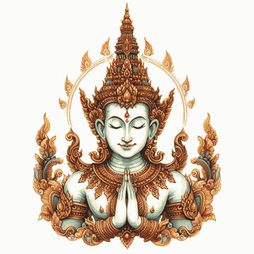 Silk & Mist: Thai angels isolated watercolor vector illustration svg