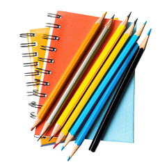 Colorful pencils and notebooks