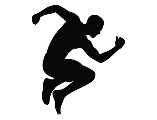 Naklejka premium Silhouette of Man Jumping with Arms Raised in Celebration