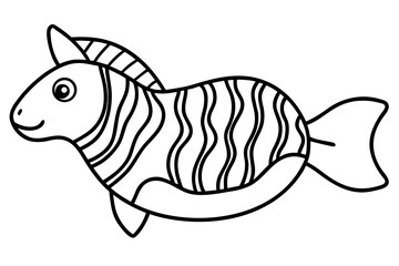 Zebra Fish Hybrid Coloring Page | Unique Animal Line Art

