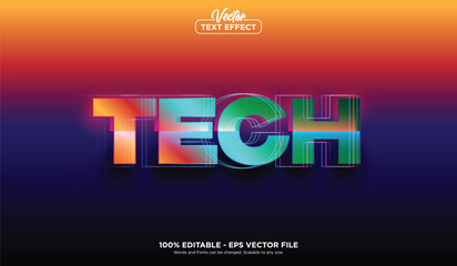 TECH text effect, minimalistic style EPS Vector editable text effect.