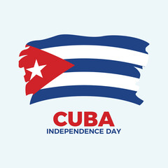Cuba Independence Day poster vector illustration. Grunge flag of Cuba icon vector. Paintbrush Cuban Flag symbol. Template for background, banner, card. Important day