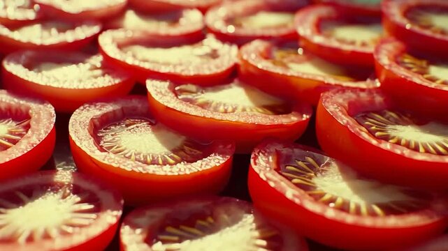 Close-up of sliced tomatoes