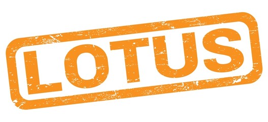 LOTUS text written on orange rectangle stamp.