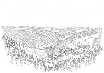 Fototapeta premium Oktoberfest Munich (Oktoberfest München) in Germany one line drawing style 