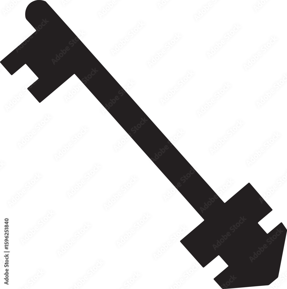 Poster simple black and white key symbol isolated on white background for security and access concepts