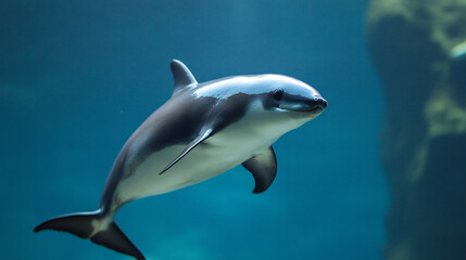 Fototapeta premium Spectacular Dall's Porpoise Swimming Gracefully Underwater Shot