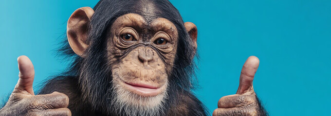 chimpanzee giving two thumbs up, AI generated