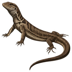 Naklejka premium Illustration of a Brown Monitor Lizard on a White Background