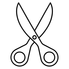 Fototapeta premium Simple line art drawing of a pair of scissors with finger holes isolated on white background