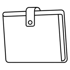 Clean line art illustration of a binder folder with clasp isolated on white background