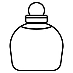 Simple line art drawing of a travel sized toiletry bottle isolated on white background
