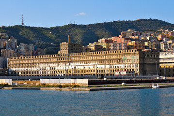 Hennebique Silos, an imposing former grain silo located in the Old Port of Genoa italy © maudanros