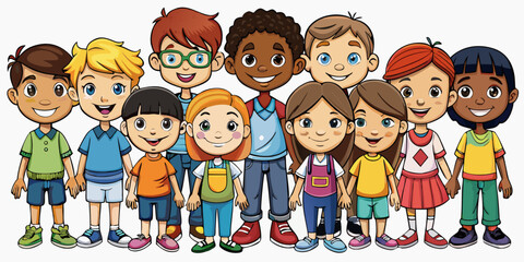 Children with different nationalities on white background