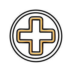 Fototapeta premium Medical Cross Thin Outline Icon with Color Accent