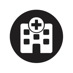 Fototapeta premium High Contrast Hospital Glyph Icon with Cross Symbol