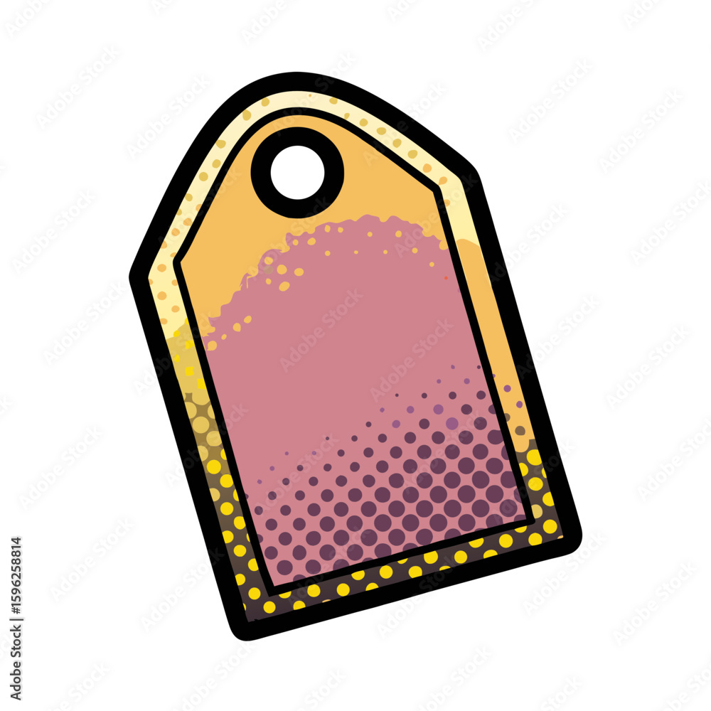 Poster isolated price tag in pop art style with halftone design, isolated vector image on transparent backg