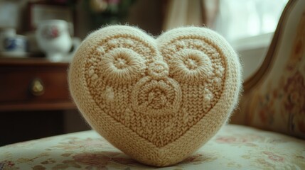Heart-shaped knitted cushion (1)