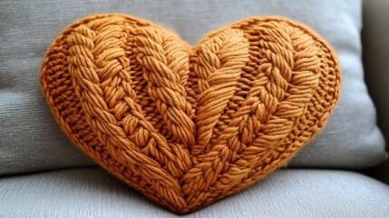 Heart-shaped knitted throw pillow (1)