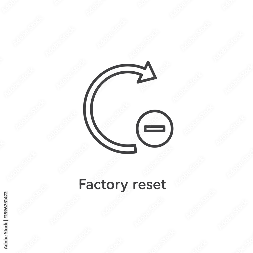 Poster vector art of a circular arrow with a minus symbol for factory reset