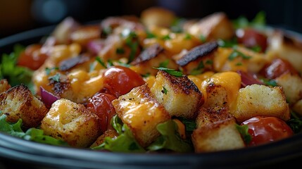 Hearty, cheesy crouton salad