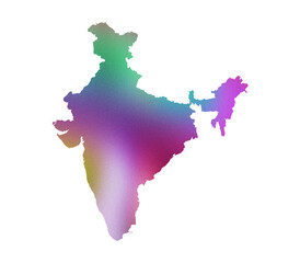 Multicolored political map of India in PNG format showing all states and union territories with clear boundaries and transparent background.