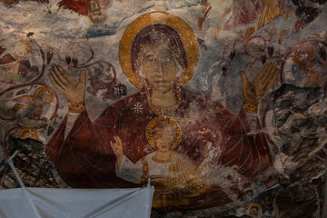 Sumela Monastery is a Greek Orthodox monastery and church complex. The structure and detailed frescoes were built in 386 AD.