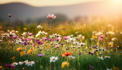 flowers in the field or meadow in spring season
