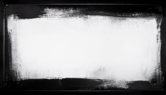 grunge painted frame background texture vintage distressed black and white abstract artistic acrylic paint border blank 8k 16 9 empty isolated grungy rough brush stroke corner design backdrop