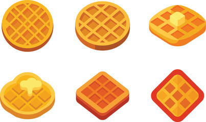 Waffle Vector Illustration Set