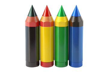 Fototapeta premium Photo of four brightly colored pencils, sharp and ready for use, stand together representing creativity and artistic expression isolated on transparent background