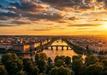 Obraz premium ponte vecchio at sunset florence italy, panorama of stunning Dublin Ireland
