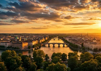 Poster ponte vecchio at sunset florence italy, panorama of stunning Dublin Ireland