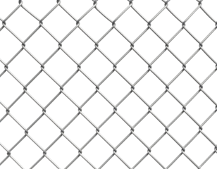 Close-up view of a durable silver chain fence offering a clear, open grid.