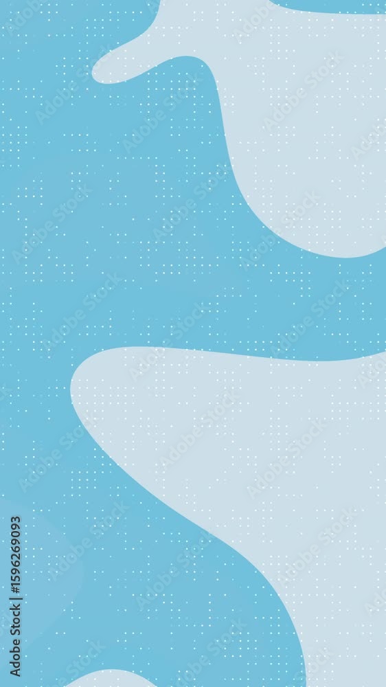 Poster light blue and white abstract shapes on a dotted background. seamless loop animation.