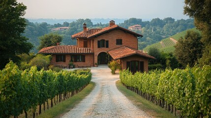 Obraz premium Rustic Italian villa nestled in vineyard