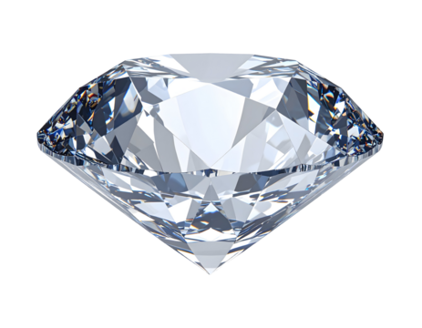 A brilliant clear gemstone displays its intricate facets and stunning light refraction.