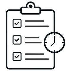 Checklist with Clock Vector Icon